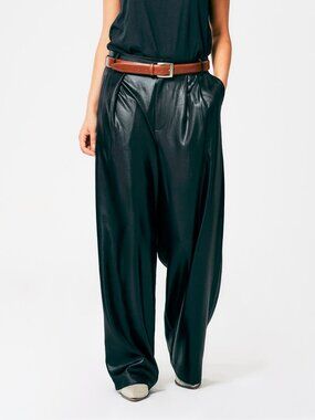 Tibi Stella Black Celia Drape Pants